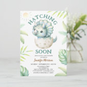 Uitkomen Binnenkort Triceratops Boy Dinosaur Baby  Kaart (Staand voorkant)