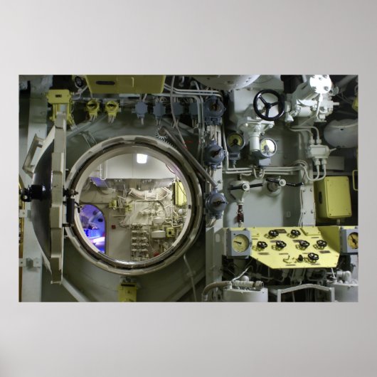 uitkomen op een oude retro-onderzeeër poster (Voorkant)