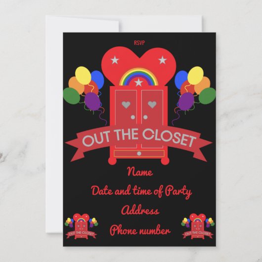 Uitkomend Uitnodiging voor feestvieren Gay Party (Achterkant)