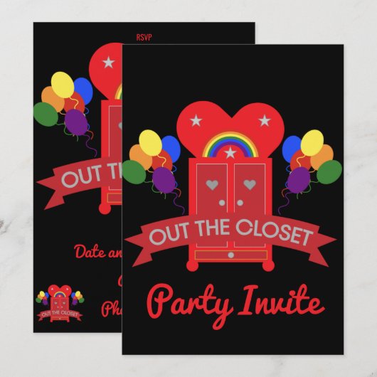 Uitkomend Uitnodiging voor feestvieren Gay Party (Voorkant / Achterkant)