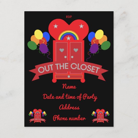 Uitkomend Uitnodiging voor feestvieren Gay Party Informatiekaartje (Achterkant)