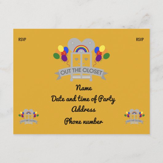 Uitkomend Uitnodiging voor feestvieren Gay Party Informatiekaartje (Achterkant)