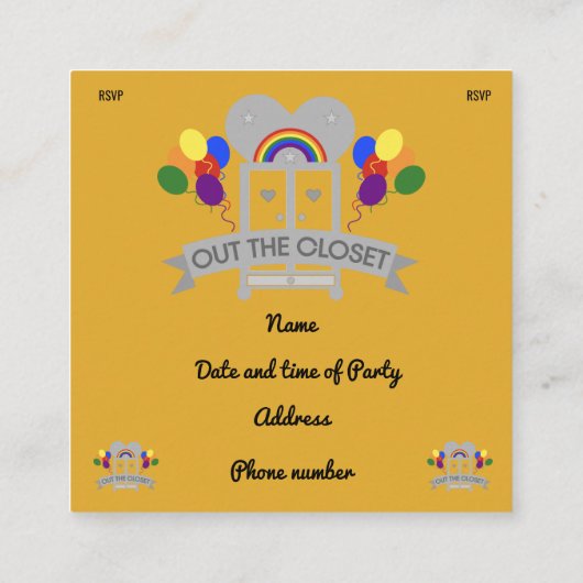 Uitkomend Uitnodiging voor feestvieren Gay Party Informatiekaartje (Achterkant)