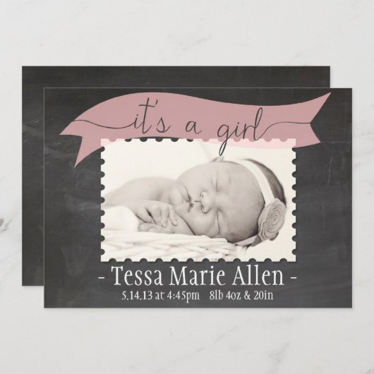 Uitkondiging van geboorte van Chalkboard Banner gi Aankondiging (Voorkant / Achterkant)