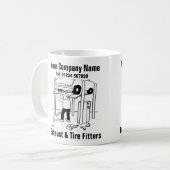 Uitlaat- en bandenfitters. garage monteur koffiemok (Voorkant links)