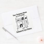 Uitlaat- en bandenmonteurs vierkante sticker (Envelop)