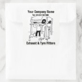 Uitlaat- en bandfitters vierkante sticker (Tas)