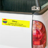 Uitleg huwelijk bumpersticker (Op Truck)