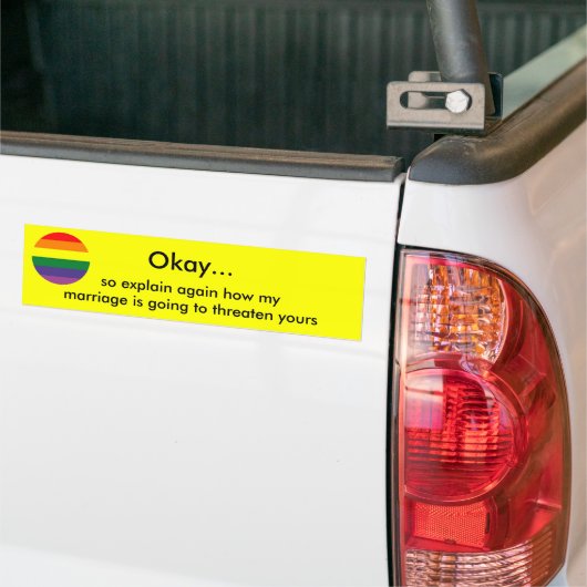 Uitleg huwelijk bumpersticker (Op Truck)