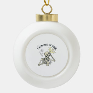 Uitlopend Bier Skelet Geest Maan Halloween_1 Keramische Bal Ornament