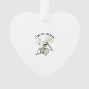 Uitlopend Bier Skelet Geest Maan Halloween_1 Ornament