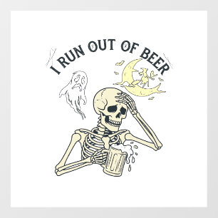 Uitlopend Bier Skelet Geest Maan Halloween_1 Raamsticker