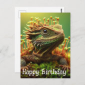 Uitlopende Hagedis in de Mos Tuin Gefeliciteerd me Briefkaart (Voorkant / Achterkant)