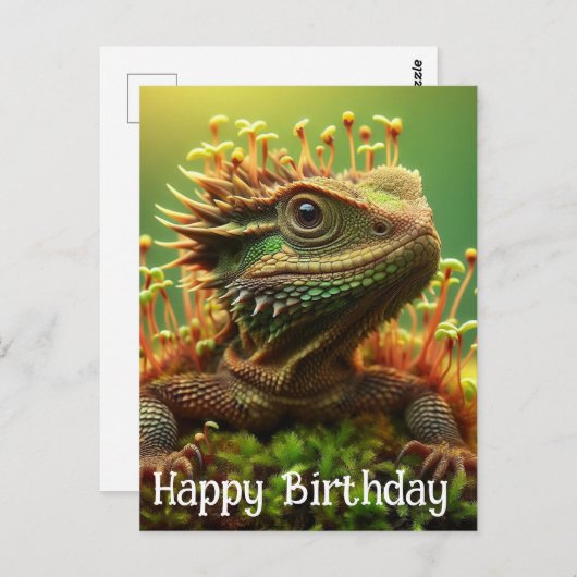 Uitlopende Hagedis in de Mos Tuin Gefeliciteerd me Briefkaart (Voorkant / Achterkant)