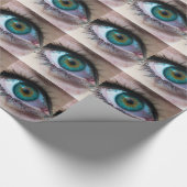 Uitmuntende groene oog close-up surreële foto cade cadeaupapier (Hoek)