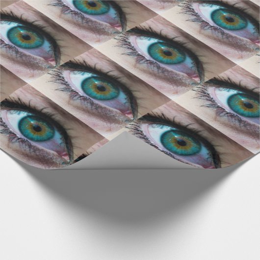 Uitmuntende groene oog close-up surreële foto cade cadeaupapier (Hoek)