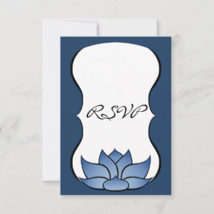 Uitmuntende Lotus in Blauwe RSVP Kaart