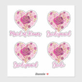 Uitmuntende Roze Bloemhart Bruids- Sticker (Vel)