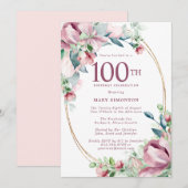 Uitmuntende Roze Mauve Bloem 100e Verjaardag Kaart (Voorkant / Achterkant)
