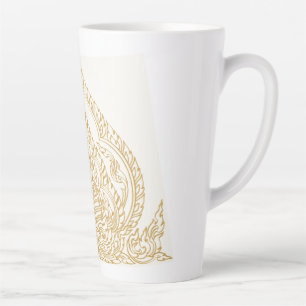 Uitmuntende zwart-wit Thaise Lai Kanok-vector Latte Mok