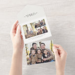 Uitneembare vakantiefoto voor bijtende monogram all in one uitnodiging<br><div class="desc">Verzend unieke vakantiegroeten met dit vier-fotoontwerp met een robuust monogram samen met een afneembare, kaderbare keepaardfoto! Drie foto's maken omhoog het belangrijkste deel van de kaart en de rug van het geperforeerde afbeelding heeft overvloed van ruimte voor douanetekst over het jaar of om het even welke speciale groet u zou...</div>
