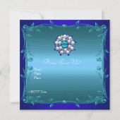 Uitnodigen 60e verjaardag Blauwgroen diepblauwe Fl Kaart (Achterkant)