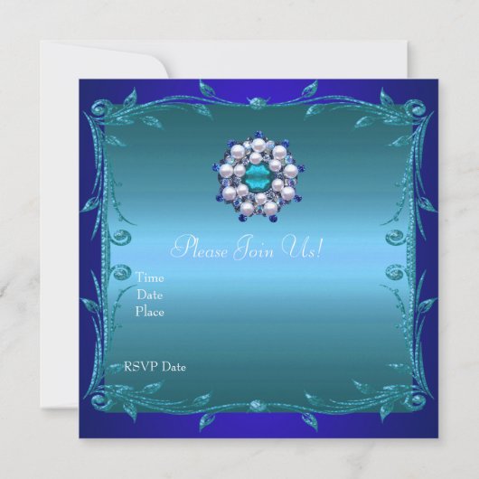 Uitnodigen 60e verjaardag Blauwgroen diepblauwe Fl Kaart (Achterkant)