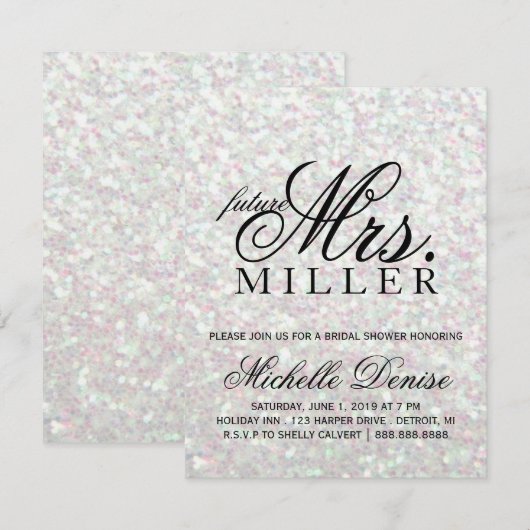 Uitnodigen - Glit Fab toekomstige mevrouw Iridesce Kaart (Voorkant / Achterkant)