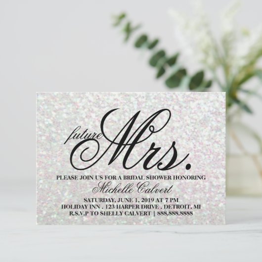 Uitnodigen - Glit Vrijgezellenfeest toekomst Mrs.I Kaart (Staand voorkant)