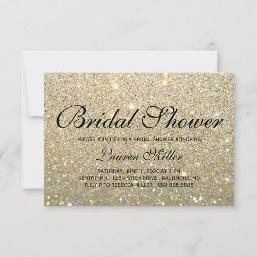 Uitnodigen - Gold Glit Fab Douche Kaart (Voorkant)