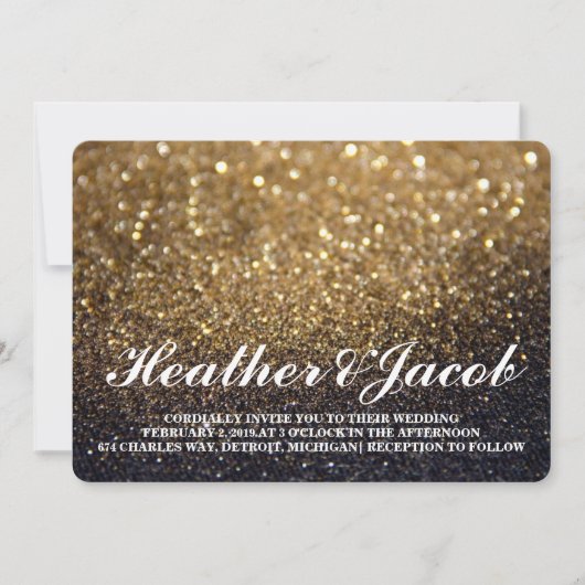 Uitnodigen - Gold Lit Nite Fab Wedding Kaart (Voorkant)