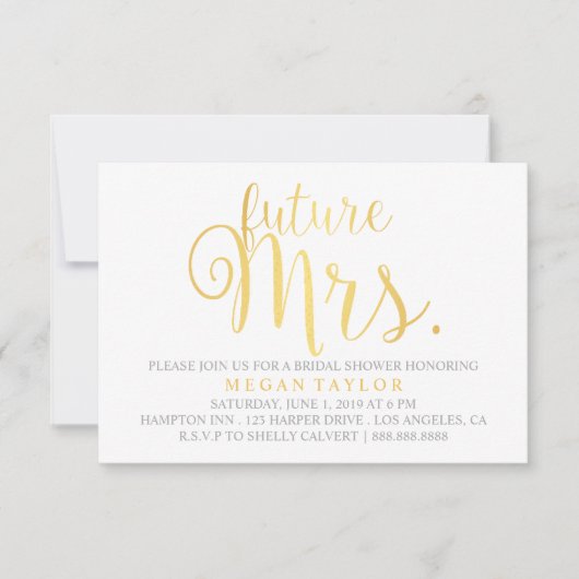 Uitnodigen - Golden Script future Mrs Vrijgezellen Kaart (Voorkant)