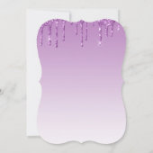 Uitnodigen - Lavender Paars Drip Glitter Ombre Kaart (Achterkant)