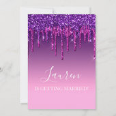 Uitnodigen - Paarse & Roze Glitter Drip Sweet Sixt Kaart (Achterkant)