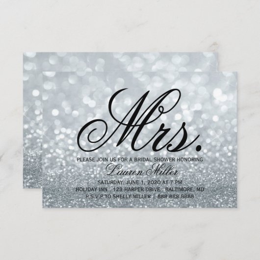 Uitnodigen - Silver Glit Fab Mrs Vrijgezellenfeest Kaart (Voorkant / Achterkant)