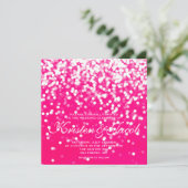 Uitnodigen - Sparkling Wedding Hot Pink Kaart (Staand voorkant)