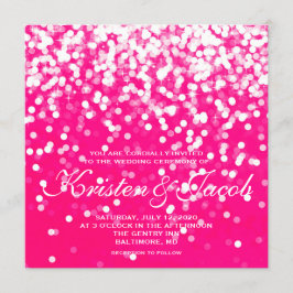 Uitnodigen - Sparkling Wedding Hot Pink Kaart