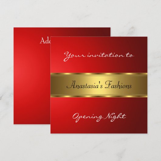 Uitnodigen tot openen Night Red Gold Kaart (Voorkant / Achterkant)