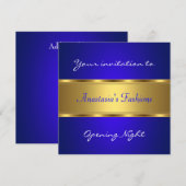Uitnodigen tot opening nacht Cobalt Blue Gold Kaart (Voorkant / Achterkant)