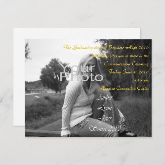 Uitnodigen van gepersonaliseerd afstuderen kaart (Voorkant / Achterkant)