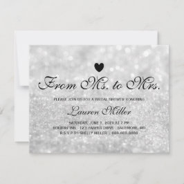 Uitnodigen - Verlicht Zilveren Glit Fab Ms.Mrs Vri Kaart