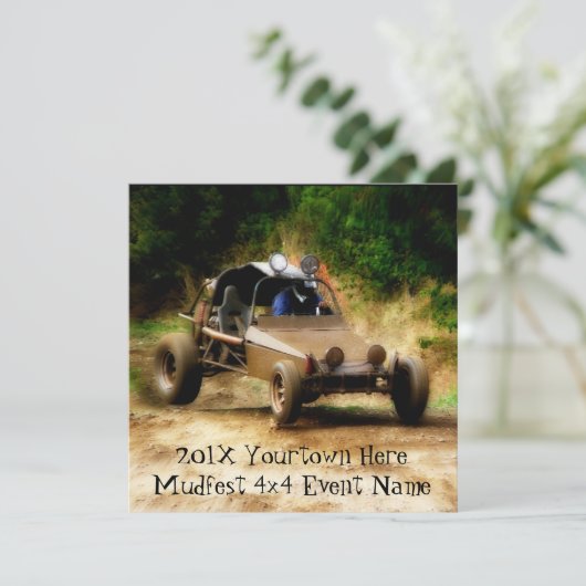 Uitnodigen voor Mudfest vuile Dunebuggy 4x4 racing Kaart (Staand voorkant)