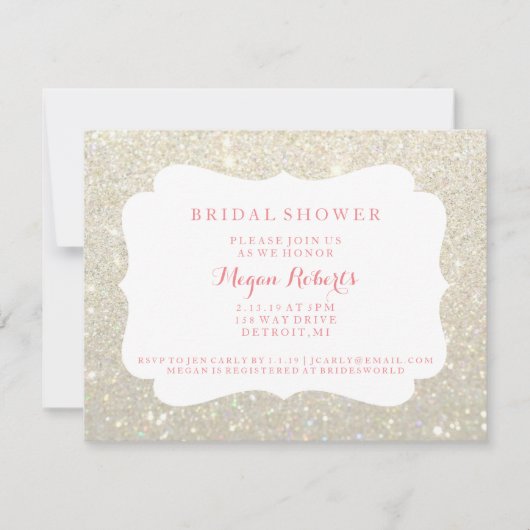 Uitnodigen - White Gold Glit Fab Vrijgezellenfeest Kaart (Voorkant)