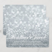 Uitnodigen - Zilver Lit Glitter Fab Wedding Kaart (Voorkant / Achterkant)