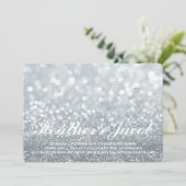 Uitnodigen - Zilver Lit Glitter Fab Wedding Kaart (Staand voorkant)