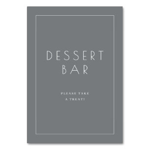 Uitnodigend grijs minimalistisch dessertbar bord kaart