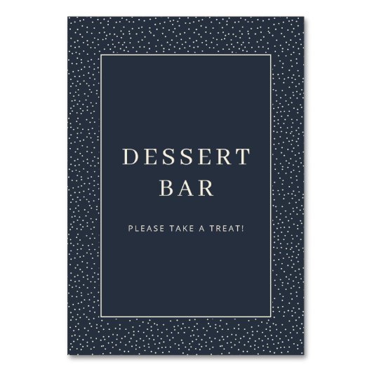 Uitnodigend marine minimalistisch dessertbar bord kaart (Voorkant)