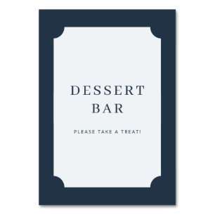 Uitnodigend Navy Blauwe Minimalistische Dessertbar Kaart