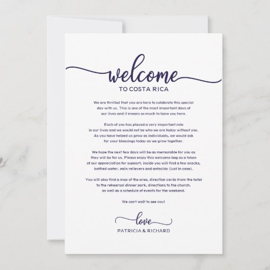 Uitnodigend programma voor huwelijksweekend in chi (Voorkant)