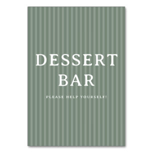 Uitnodigend saliegroen dessertbar-aanwijsbord kaart
